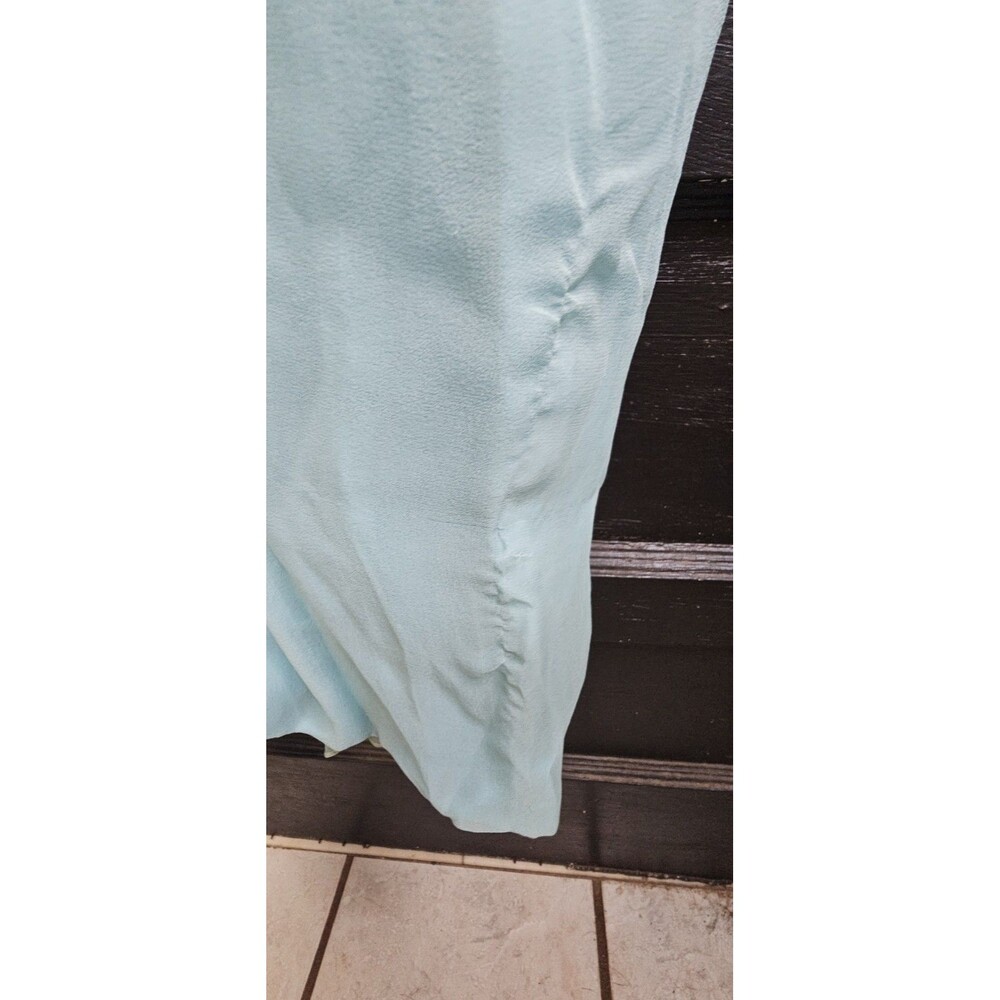 Vintage Lee Claire New York Aqua Beaded Chiffon Evening Gown w/ Back Sash - Picture 9 of 9